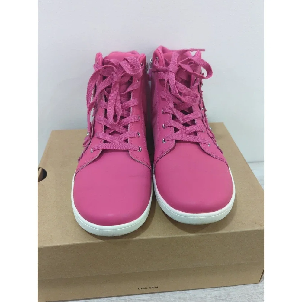 UGG Australia Girls Schyler Petal Pink Leather High Top Sneakers Size 5 1019804K
